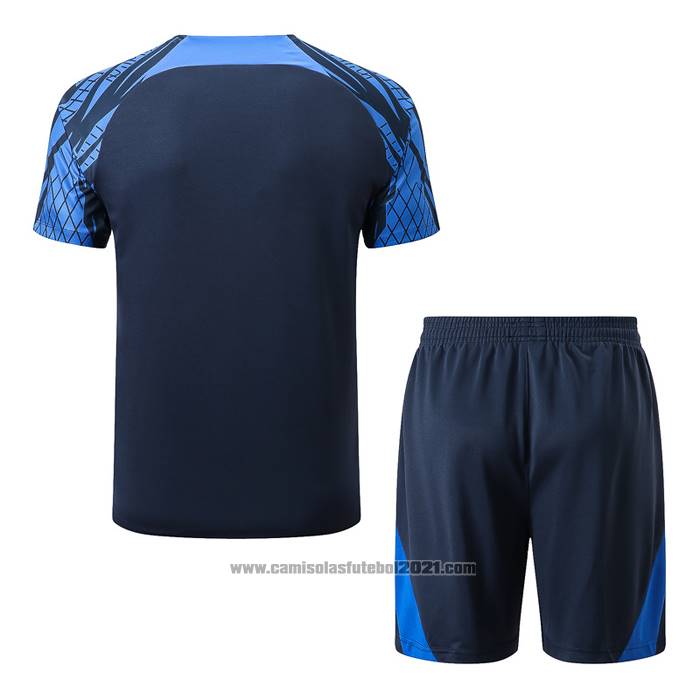Fato de Treino Franca Manga Curta 2022-2023 Azul - Calcas Curta